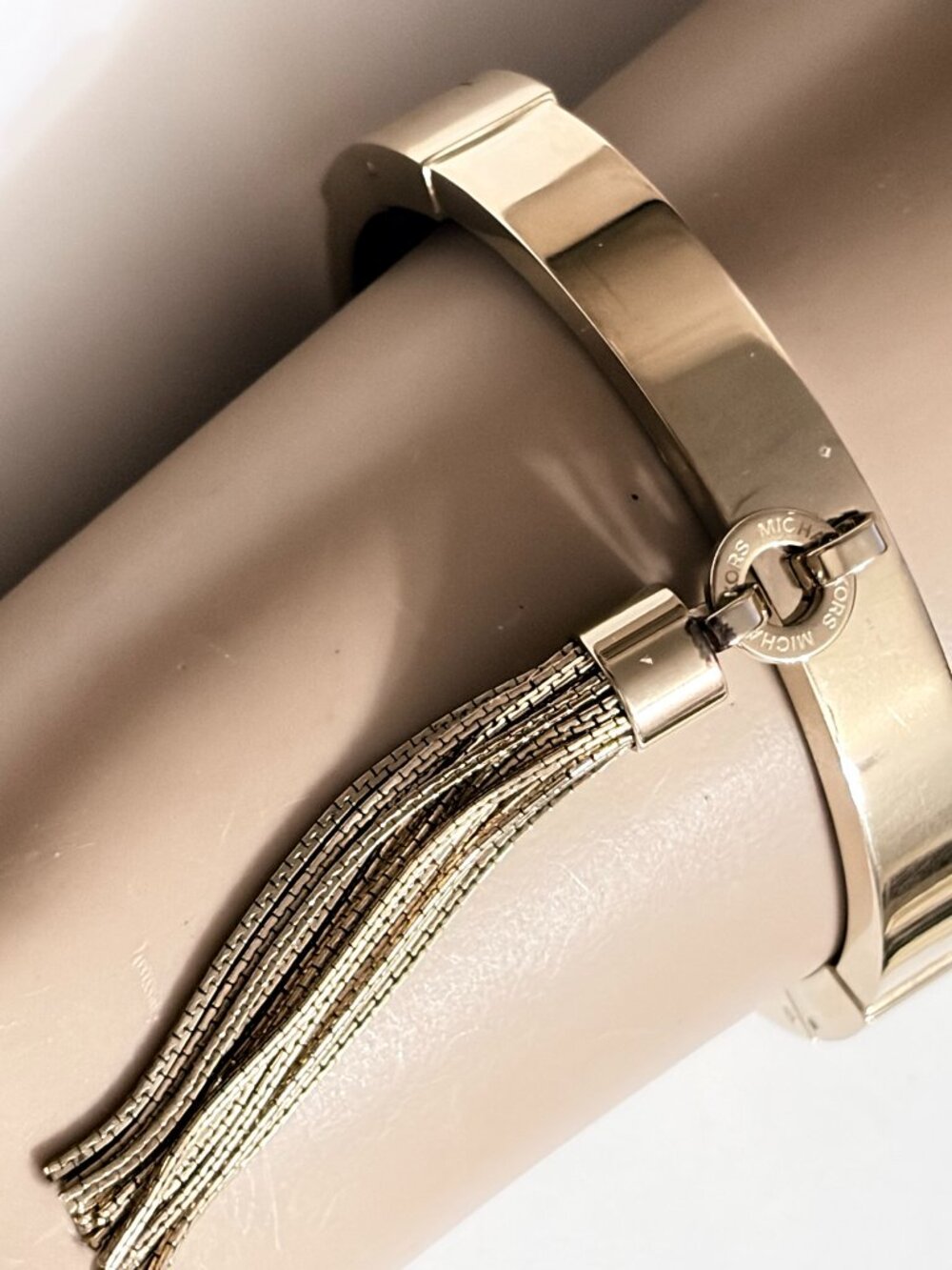 Michael Kors Gold Tone Tassel Hinged Bracelet